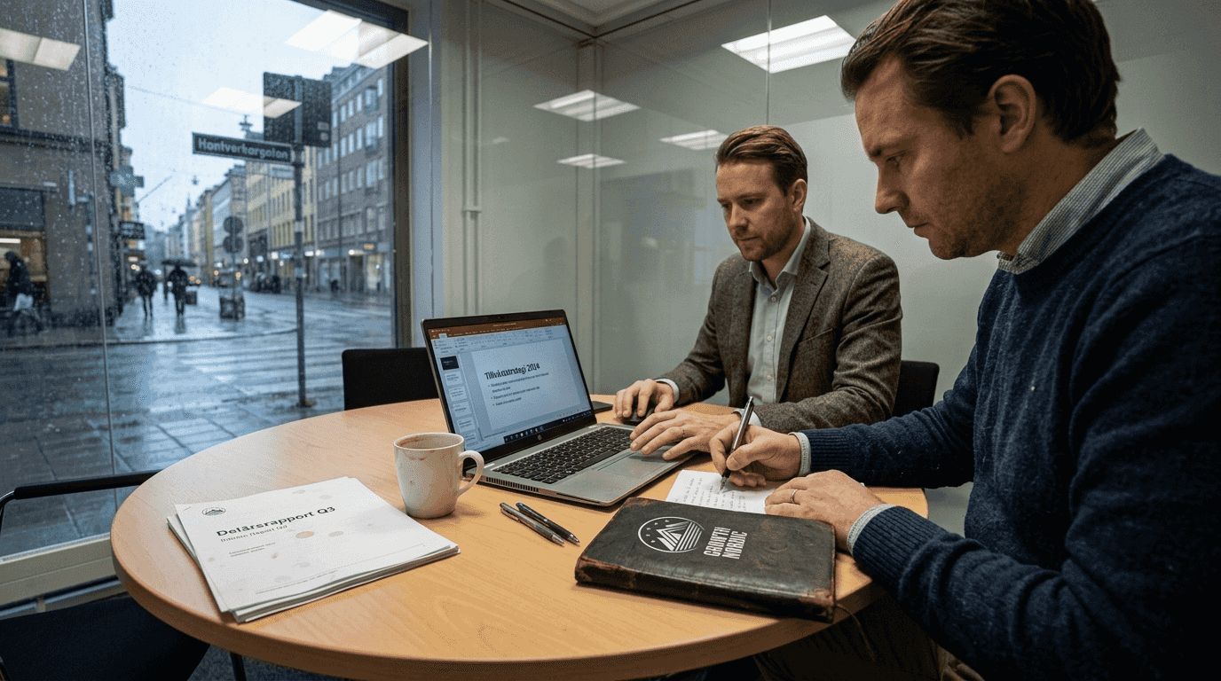 Nordiska yrkespersoner samlas förs till möte i ett modernt glashus.