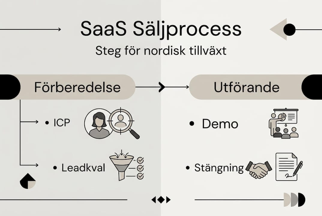 Så här ser stegen ut i en framgångsrik försäljningsprocess för SaaS – överskådlig grafik