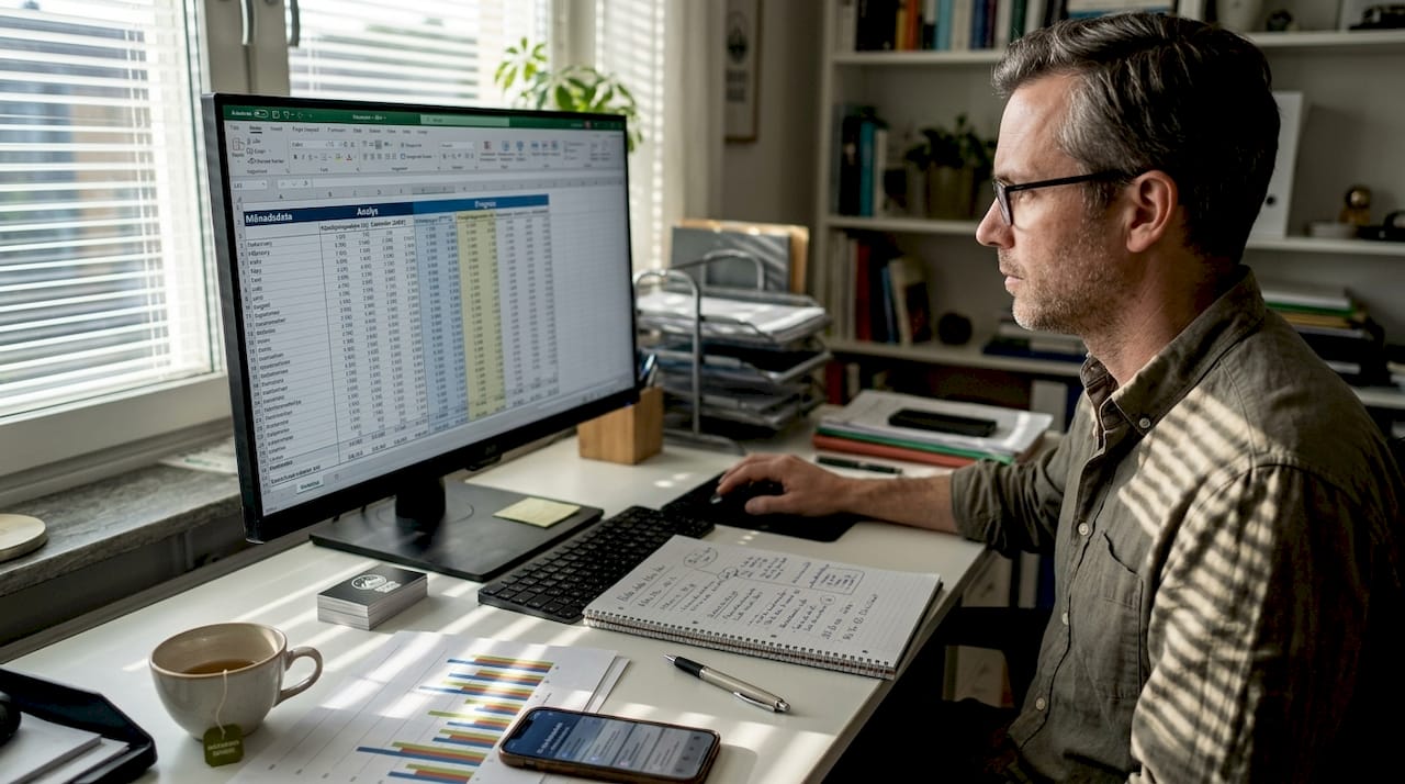 En analytiker går igenom siffror och statistik för att hitta nya möjligheter till tillväxt i företaget.