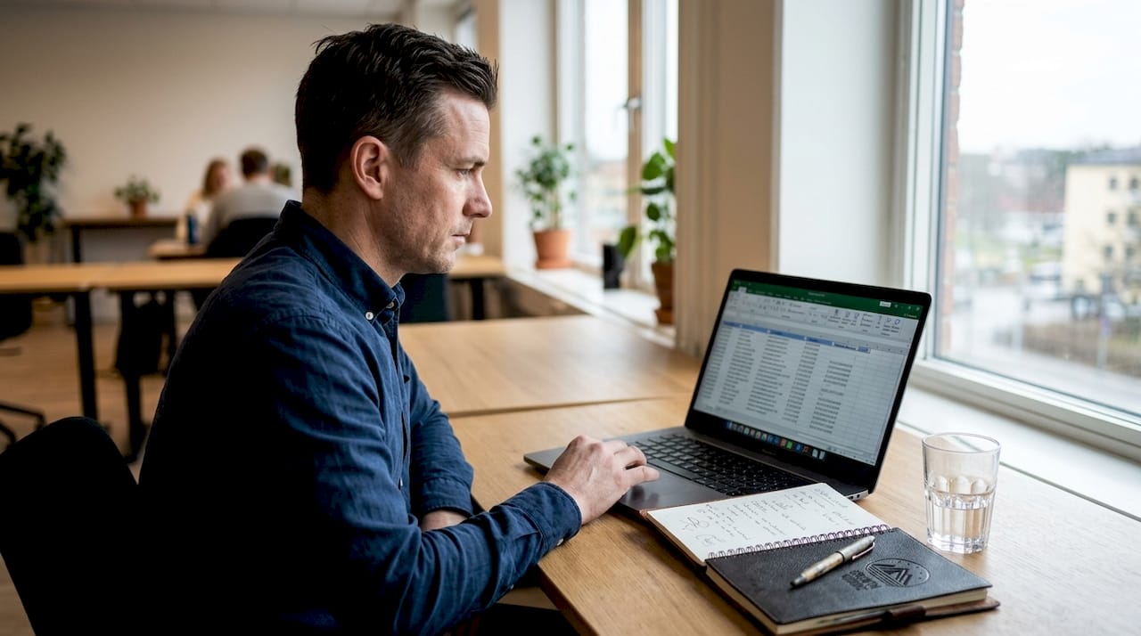 Man använder datorn för att analysera kundernas data.