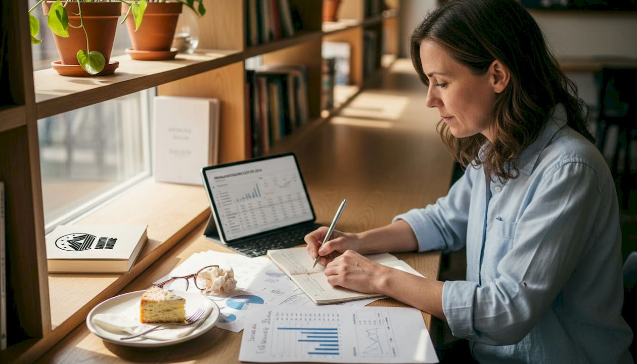 Kvinna går igenom SaaS-intäkter på sin surfplatta