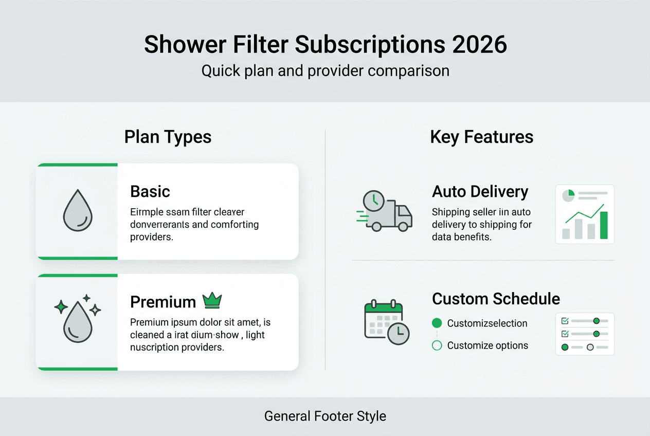 Infographic on shower filter subscription plan features