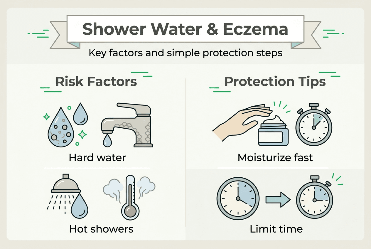 Infographic showing eczema risks and shower tips