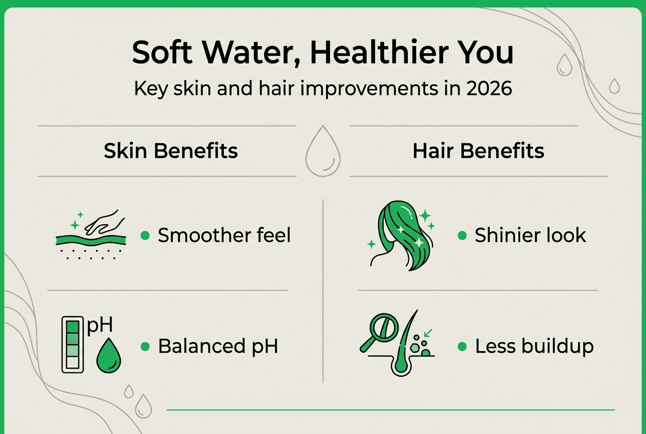Infographic shows soft water benefits for skin and hair