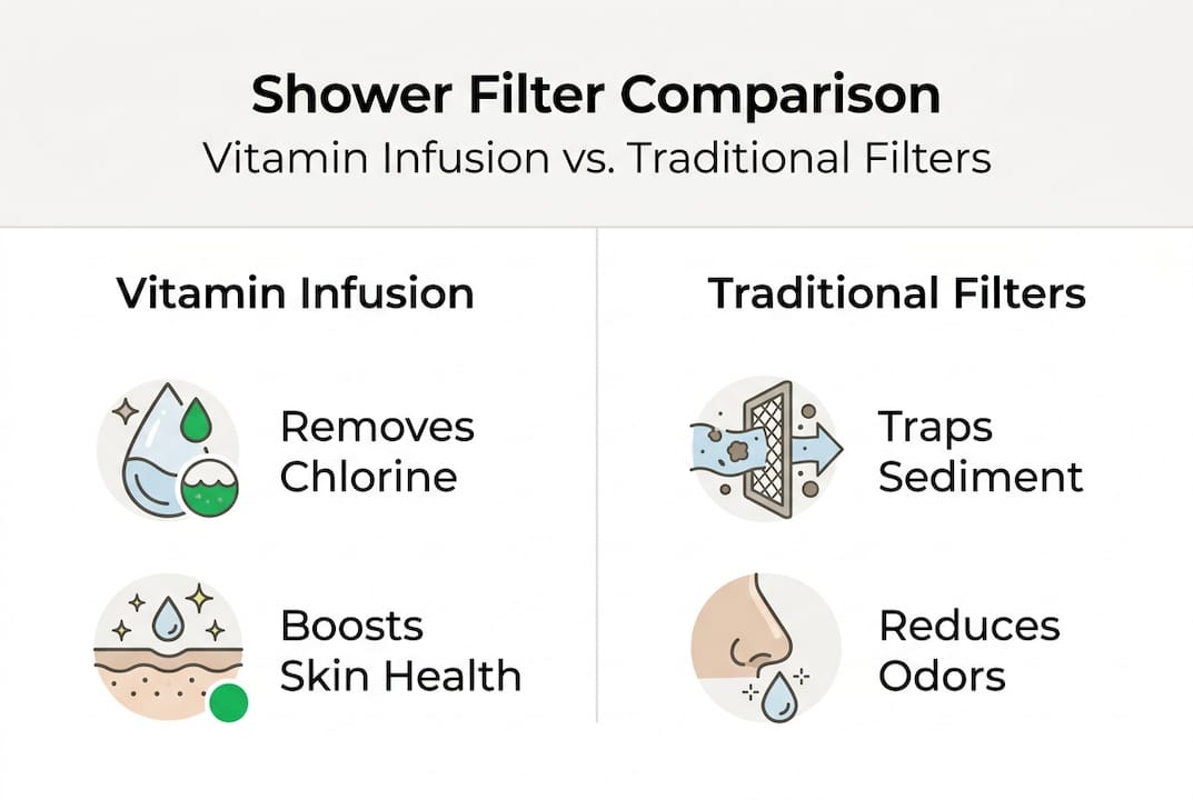 Infographic comparing shower filter types