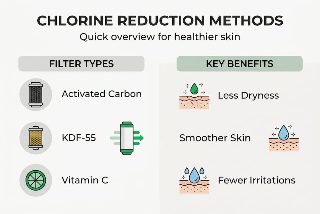 Infographic showing chlorine removal filters and benefits