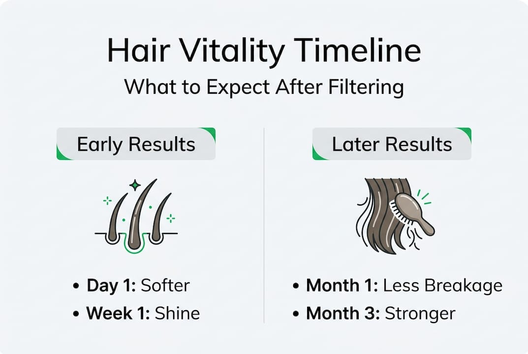 Infographic showing hair improvement timeline