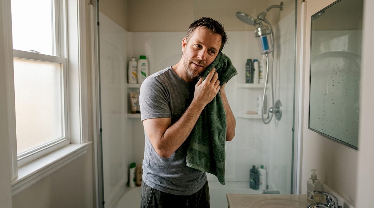 Filtered shower routine for skin health