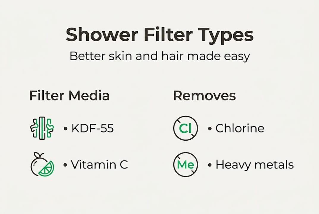 Infographic showing shower filter types and benefits