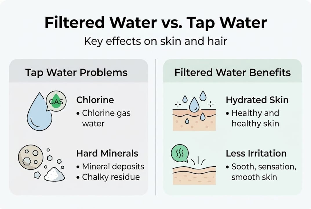 Infographic about filtered water benefits for skin