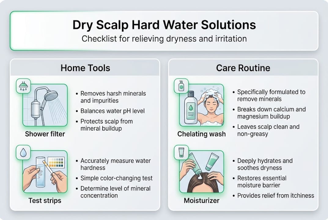 Checklist infographic for dry scalp solutions