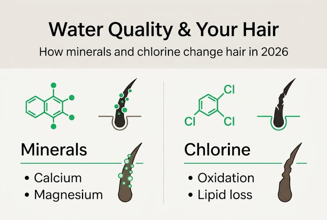 Infographic on water quality and hair chemical effects
