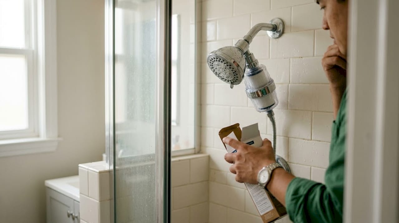 Shower filter attached for scalp health