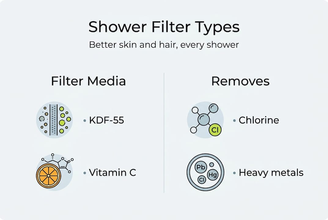 Infographic comparing shower filter types