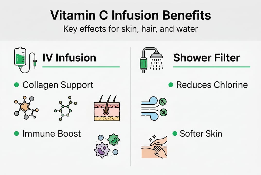 Infographic: Vitamin C infusion benefits for skin, hair, water