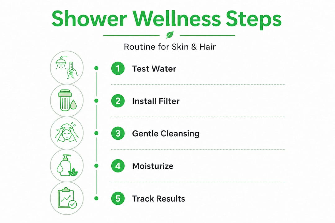 Vertical flow infographic shower wellness workflow steps