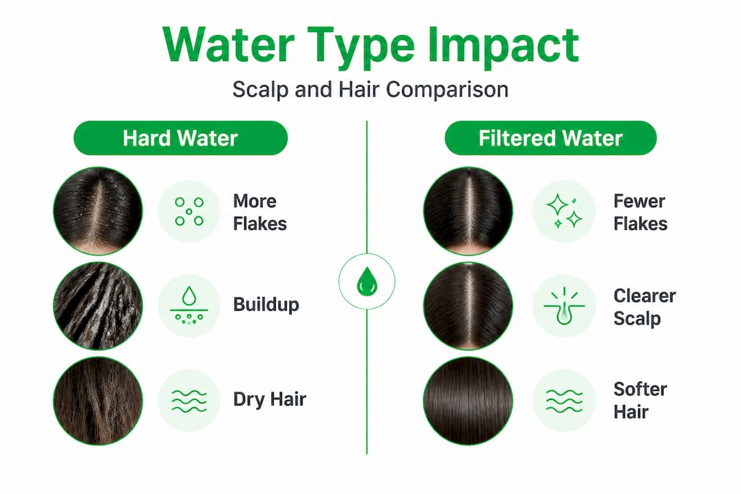 Infographic filtered versus hard water effects on scalp