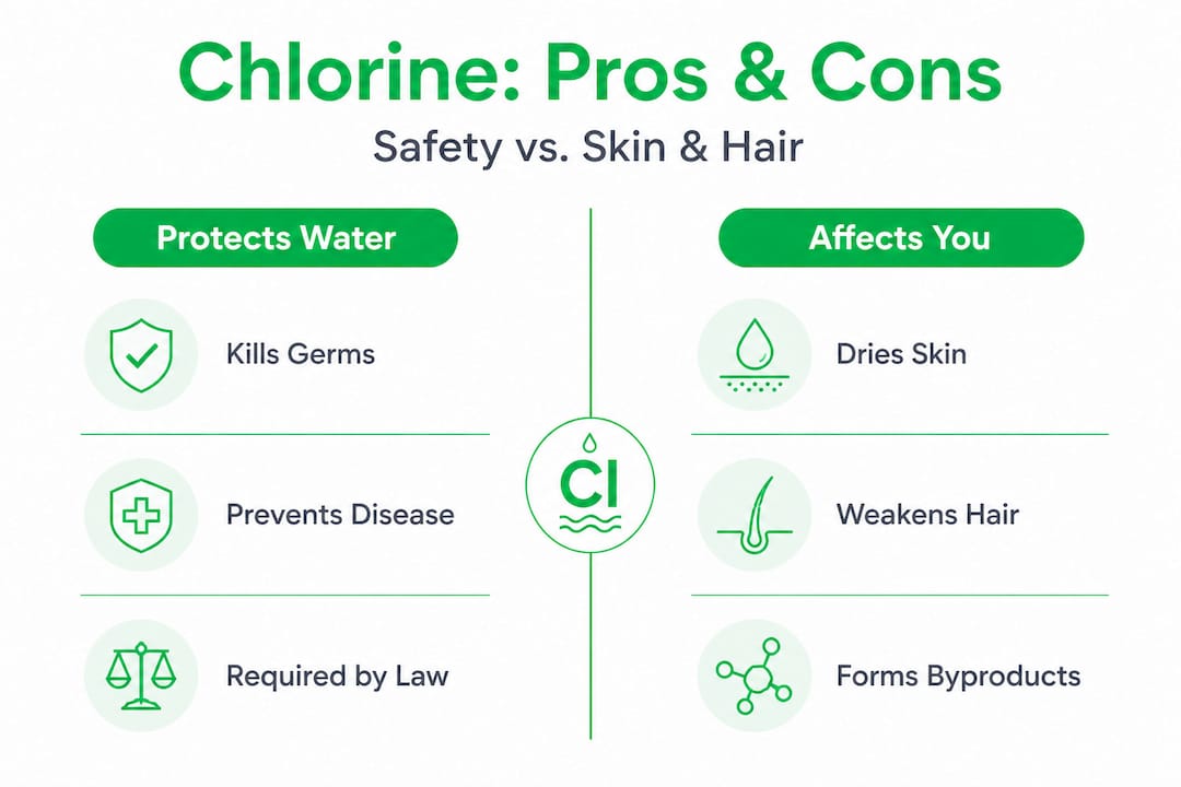 Infographic comparing chlorine safety and health effects