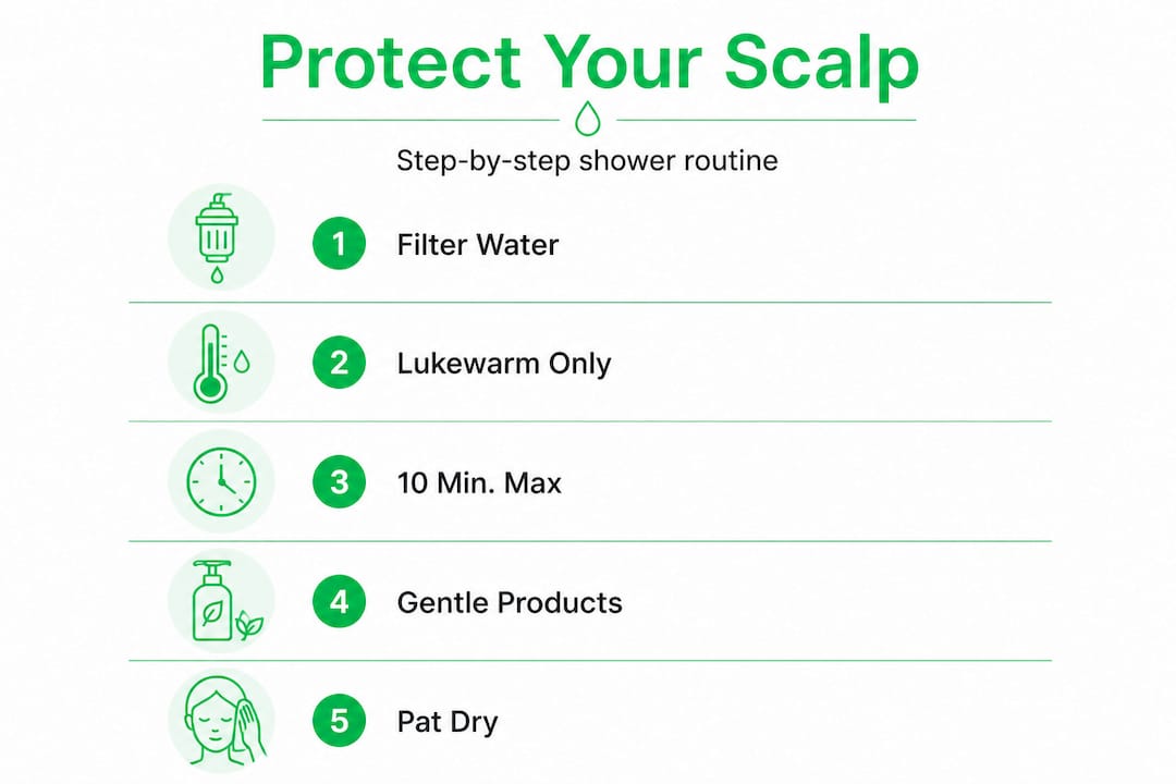 Infographic of scalp care shower steps