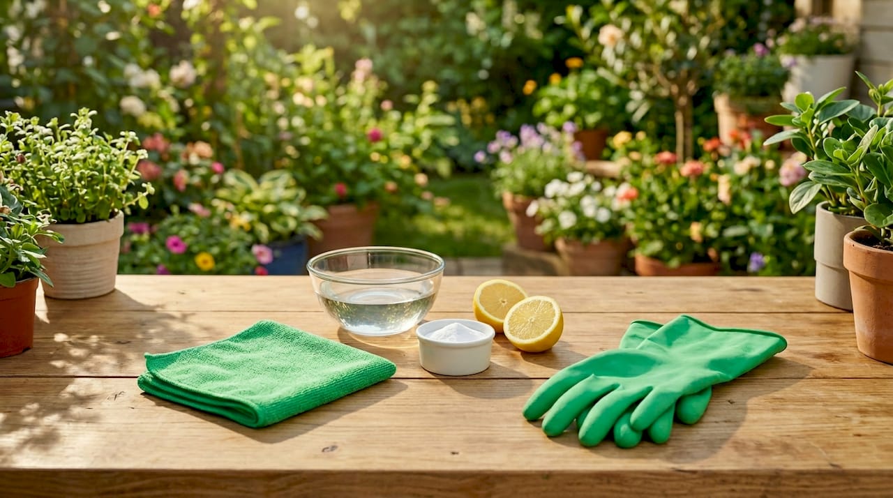 Vinegar, baking soda, and lemon for cleaning
