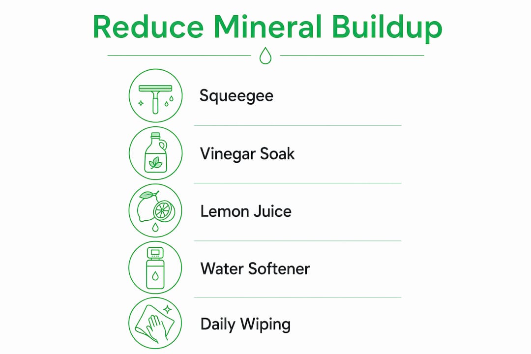 Infographic illustrating mineral buildup prevention steps