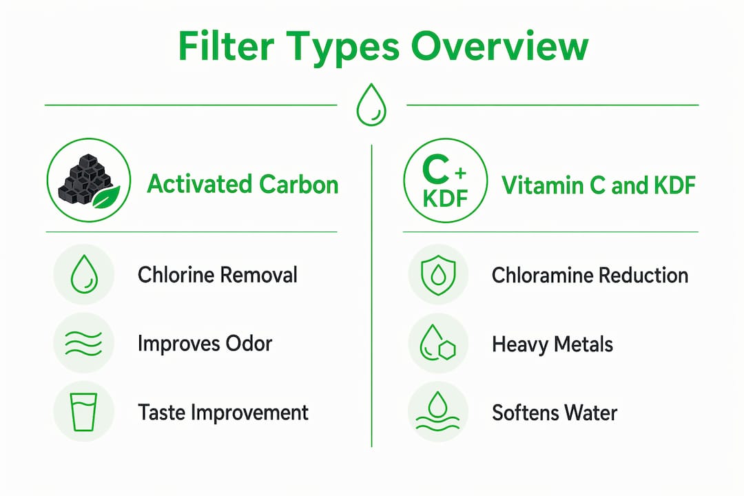 Infographic comparing activated carbon and vitamin C filters