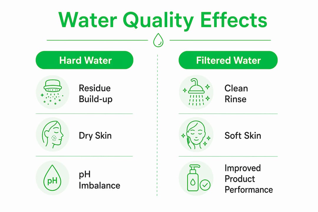 Infographic comparing hard water and filtered water effects