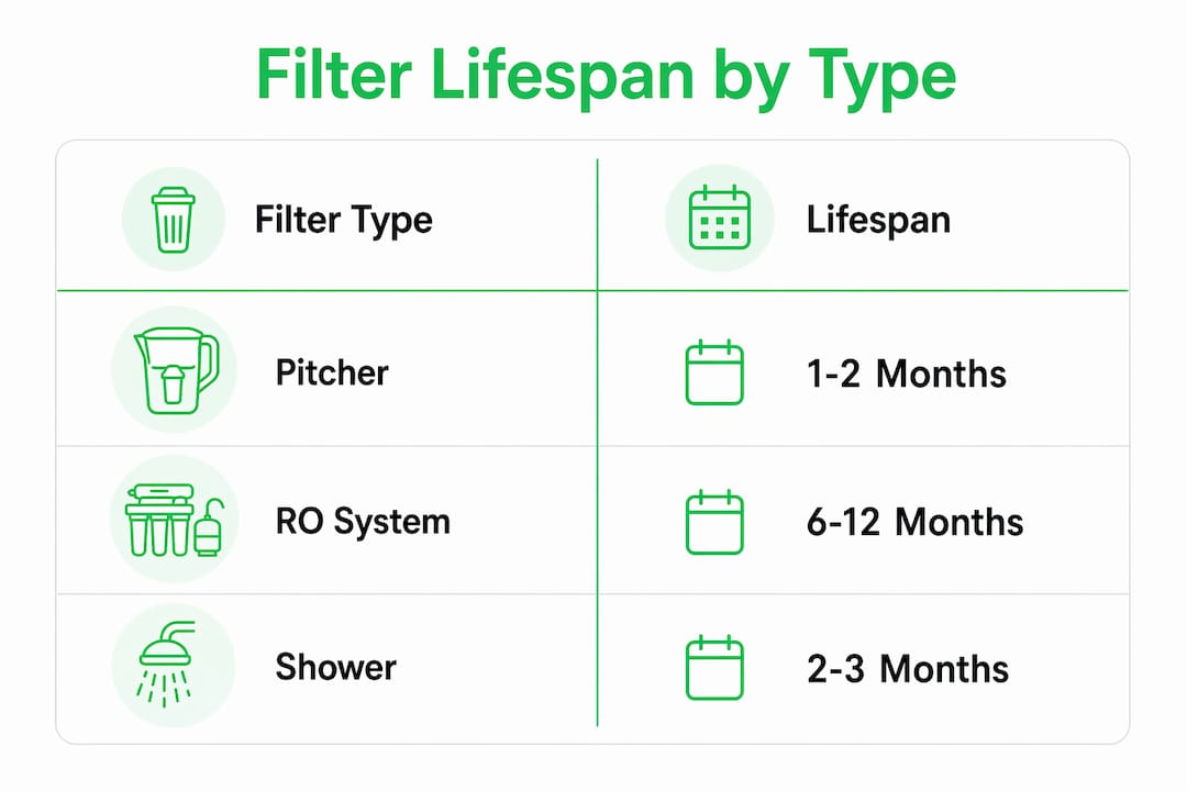 Infographic comparing filter lifespan by type