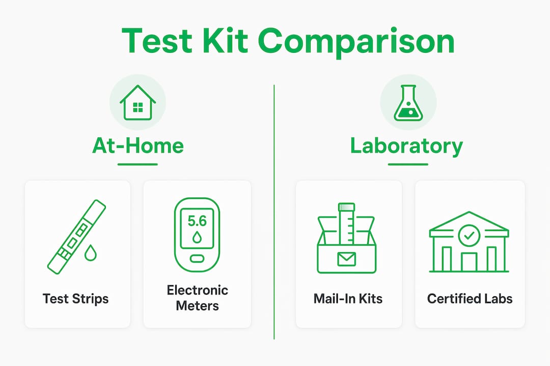 Infographic comparing water purity test kits