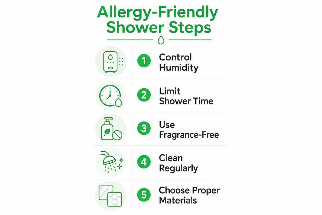 Infographic showing allergy-friendly shower steps