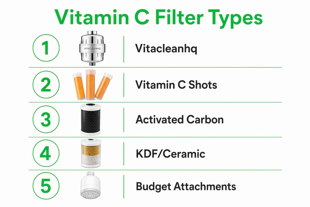 Infographic ranking vitamin C shower filter categories
