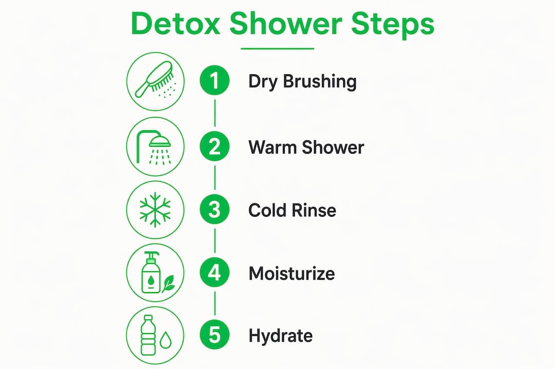 Infographic illustrating detox shower process steps