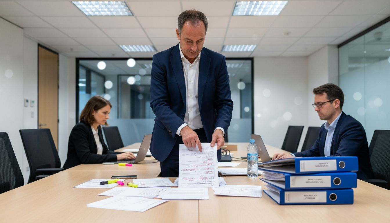 Compliance officer reviewing regulatory translation errors