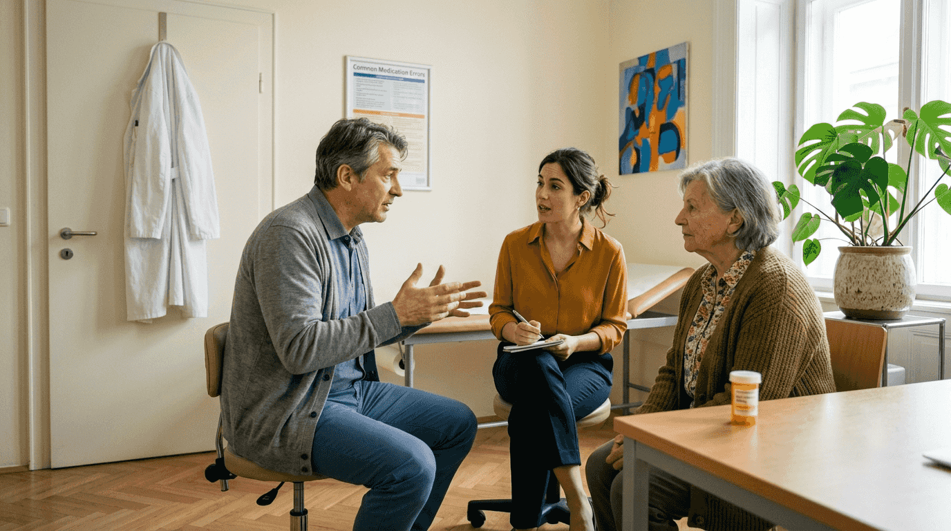 Healthcare interpreter facilitating doctor-patient conversation