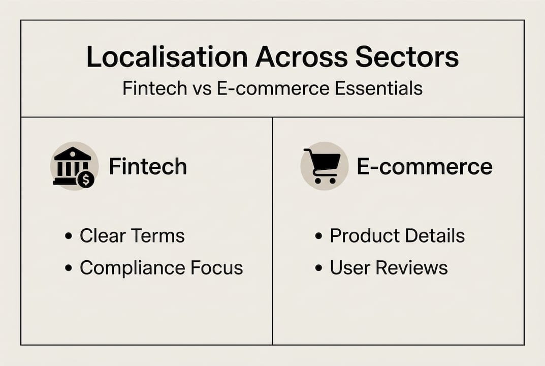 Infographic showing fintech and e-commerce localisation essentials