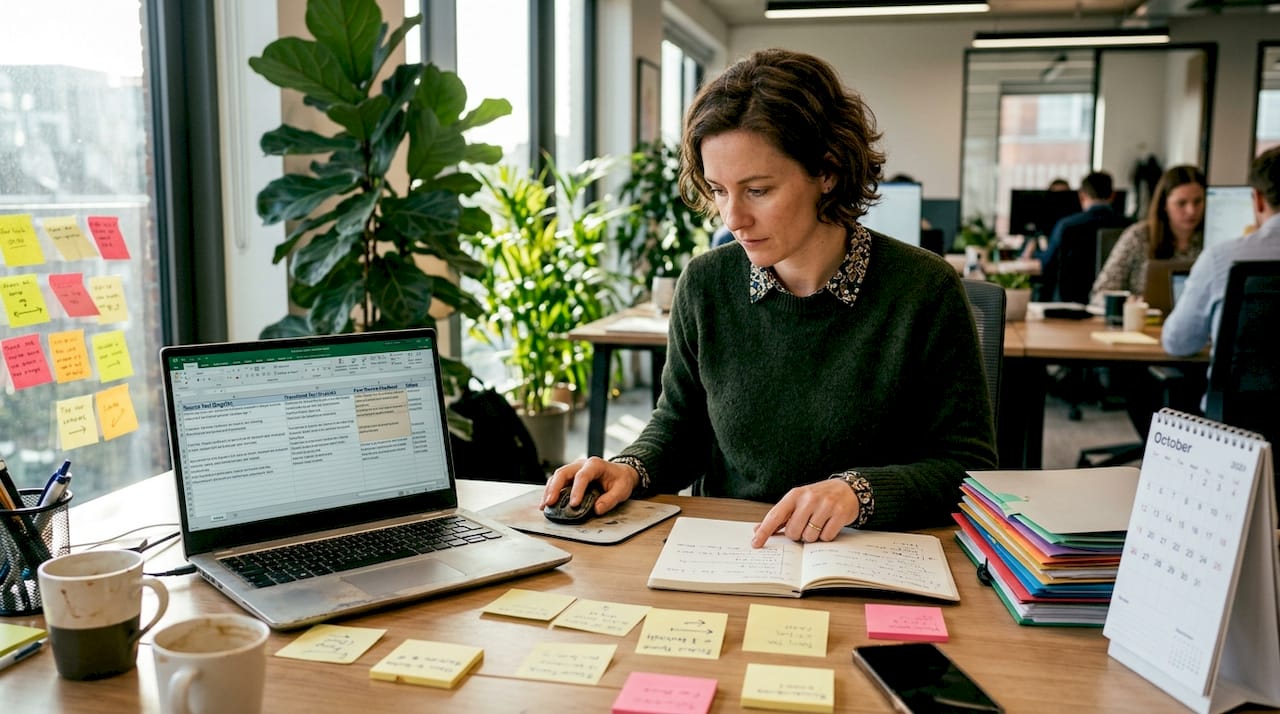 IT specialist reviewing localisation documents