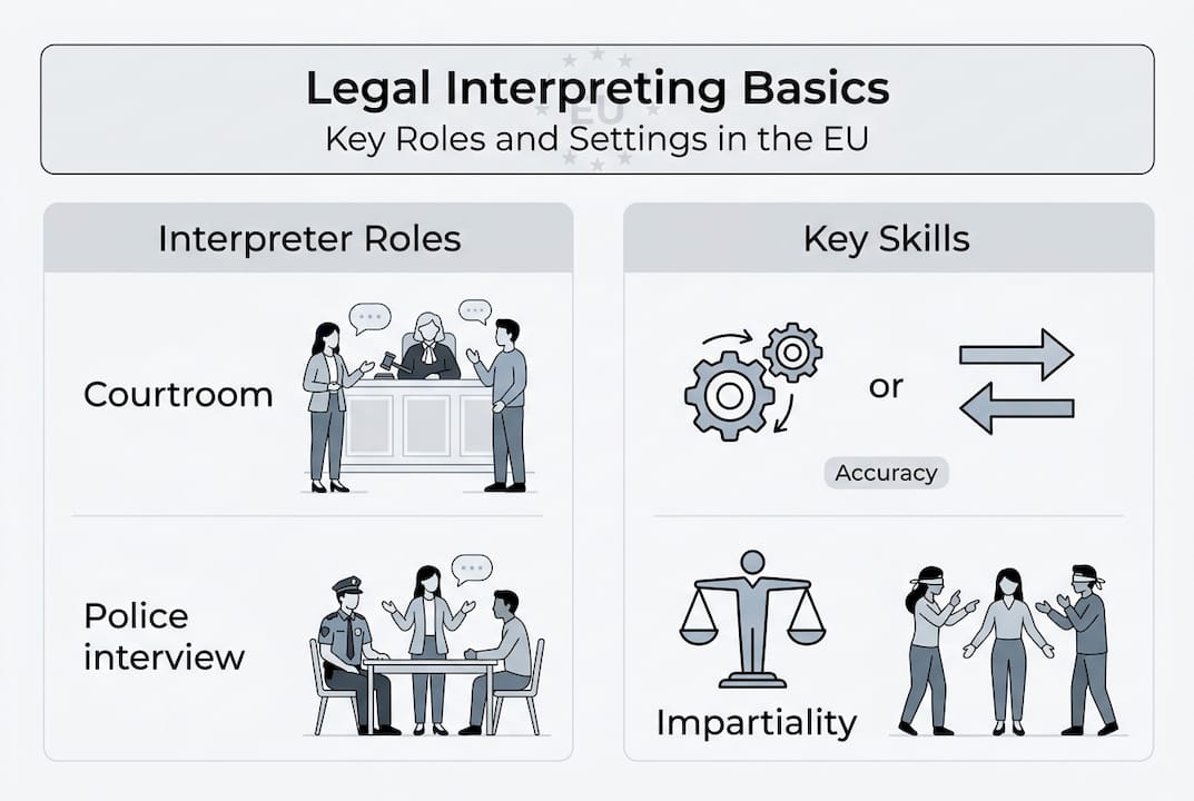 Infographic highlighting legal interpreter roles and skills