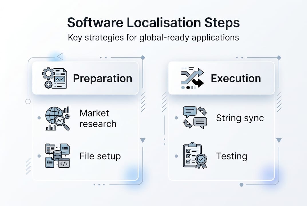 Infographic summarizing software localisation steps
