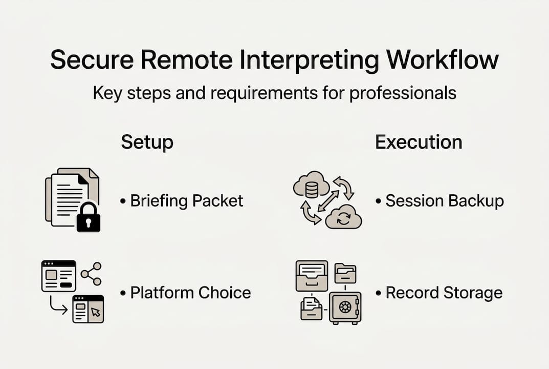 Infographic shows secure interpreting workflow steps
