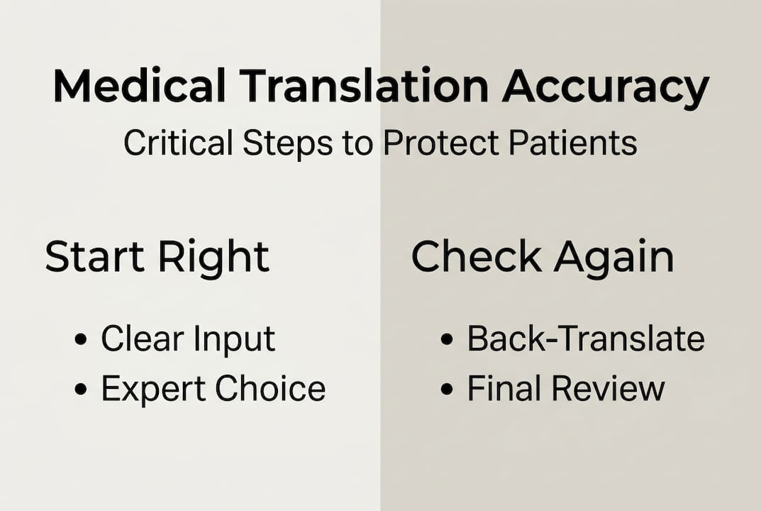 Infographic showing medical translation safety steps