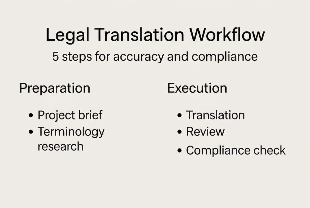 Infographic showing five-step translation workflow