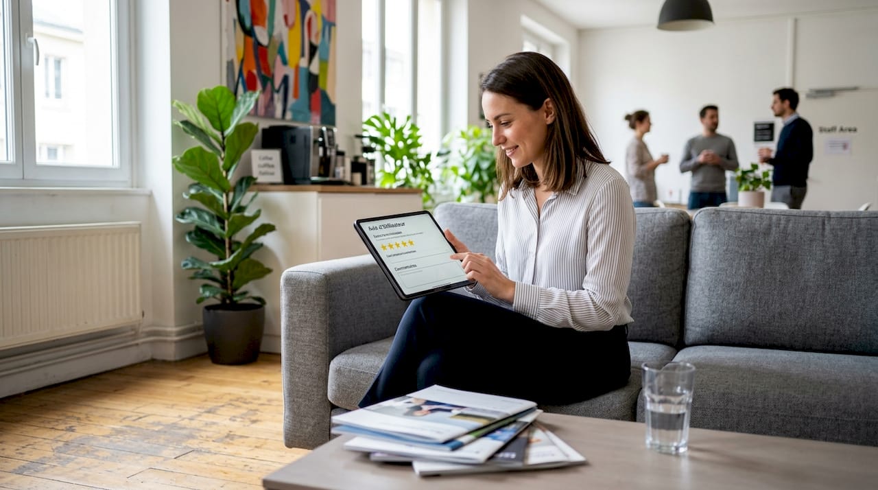 User tests product on tablet for feedback