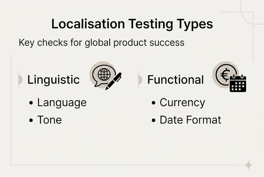 Infographic showing localisation testing types