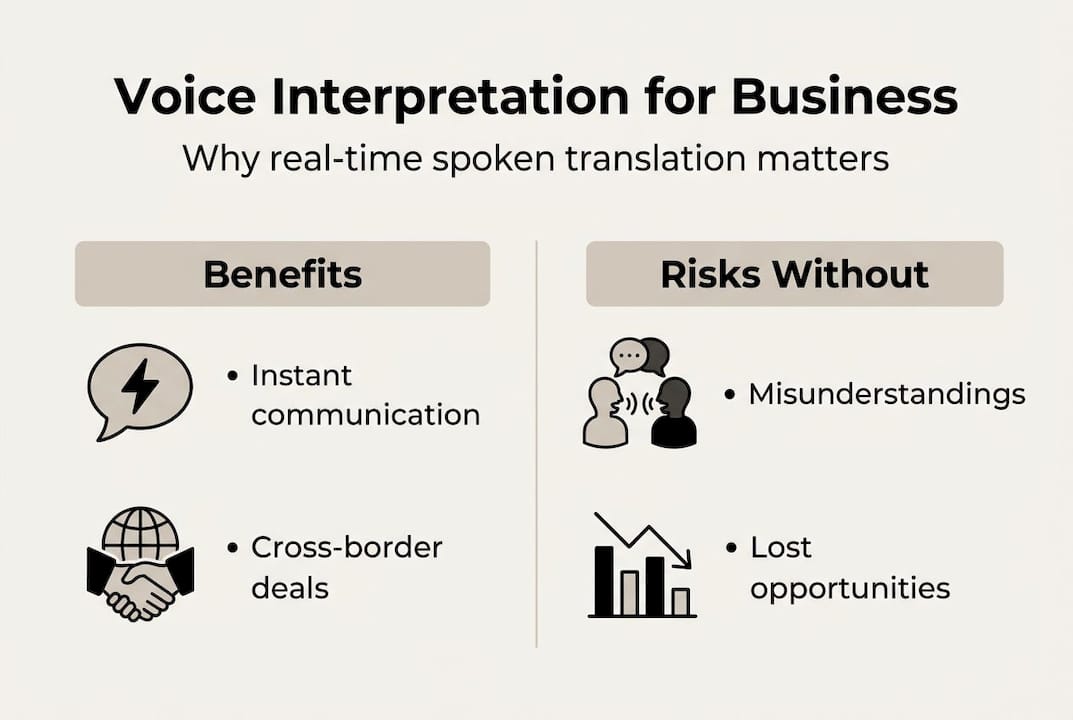 Infographic showing business benefits of voice interpretation