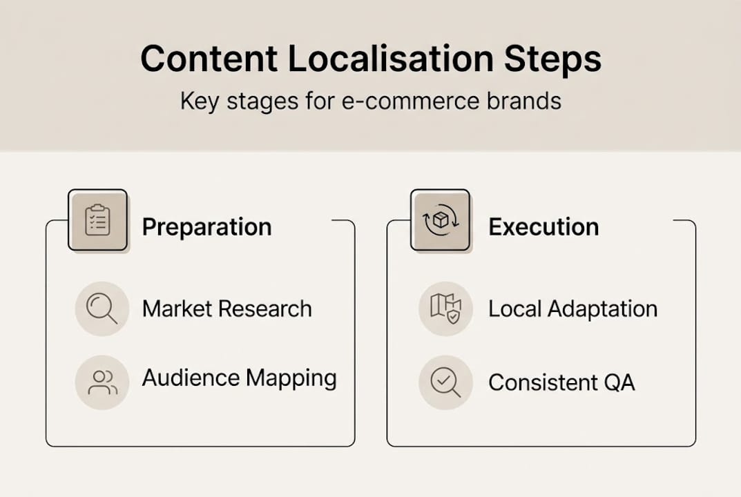Infographic showing stages of content localisation