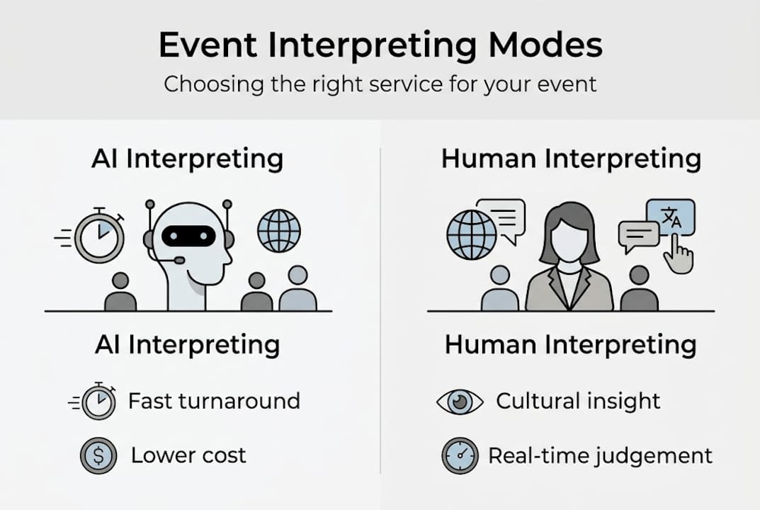 Infographic comparing event interpreting modes