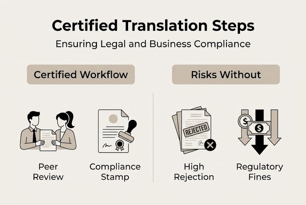Infographic on certified translation compliance workflow