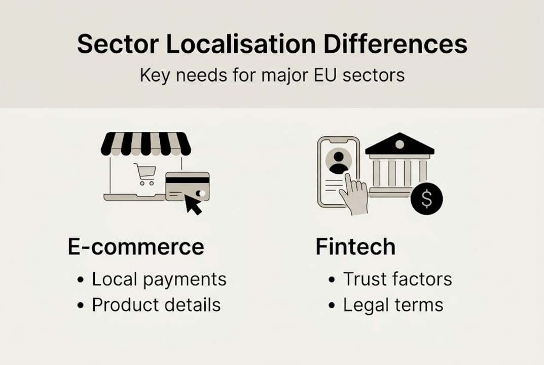 Infographic comparing localisation needs by sector