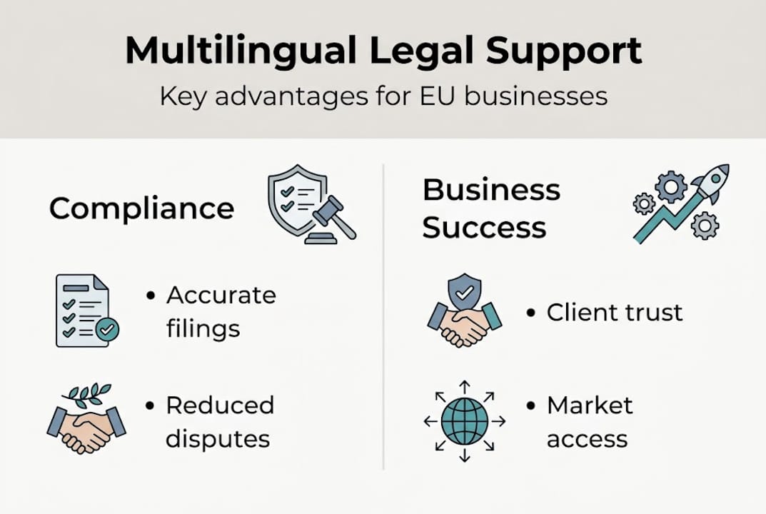 Infographic on multilingual legal support benefits