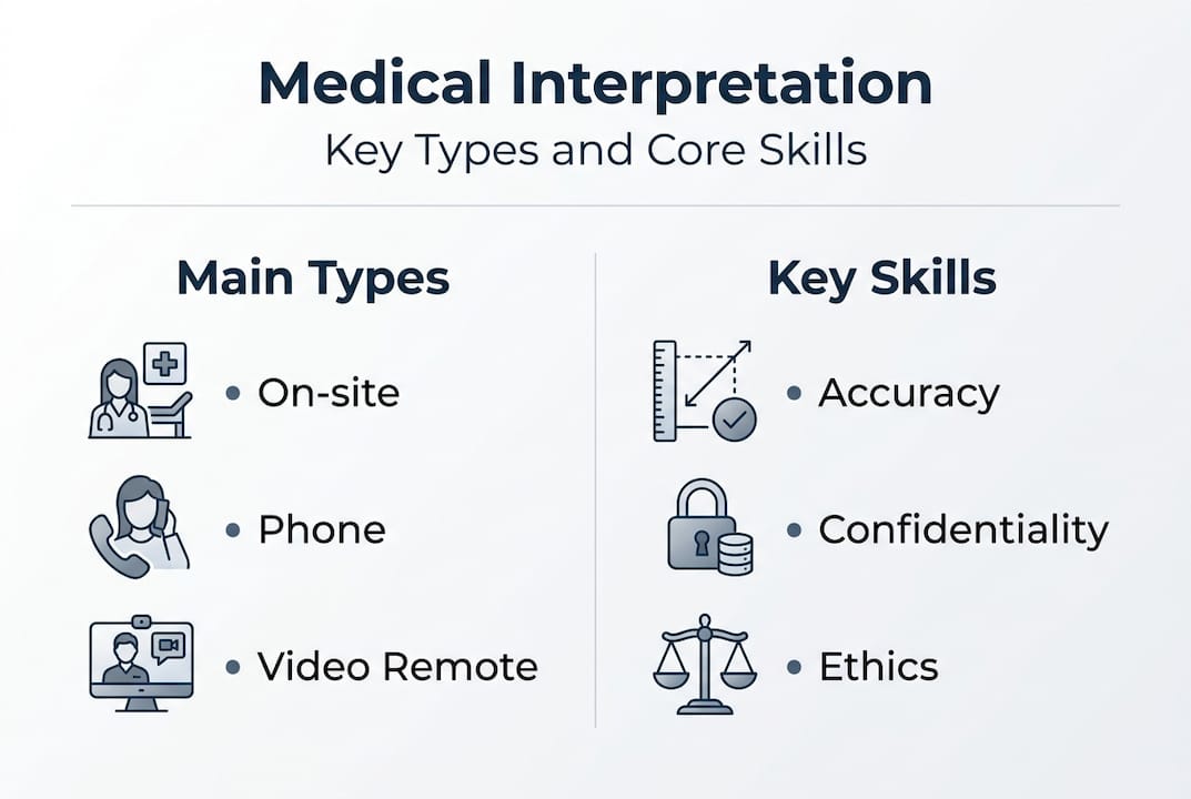 Infographic explains medical interpretation types and skills